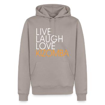 Vivre d'amour de rire Kizomba - Danse shirt - Sweat à capuche Premium bio Homme - taupe - Devant - Nico (187cm)