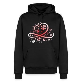 Herz mit Pfötchen und Sternen - Männer Premium Bio Hoodie - Schwarz - Vorne - Nico (187cm)