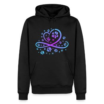 Herz mit Pfötchen und Sternen - Männer Premium Bio Hoodie - Schwarz - Vorne - Nico (187cm)
