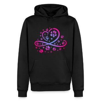 Herz mit Pfötchen und Sternen - Männer Premium Bio Hoodie - Schwarz - Vorne - Nico (187cm)