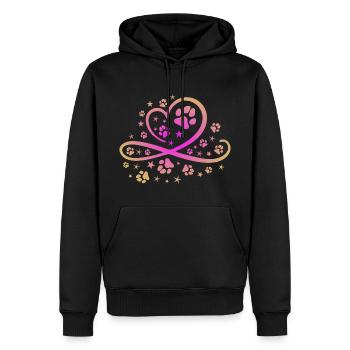 Herz mit Pfötchen und Sternen - Männer Premium Bio Hoodie - Schwarz - Vorne - Nico (187cm)