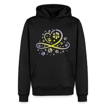 Herz mit Pfötchen und Sternen - Männer Premium Bio Hoodie - Schwarz - Vorne - Nico (187cm)