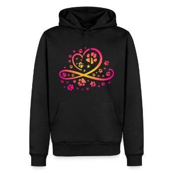 Herz mit Pfötchen und Sternen - Männer Premium Bio Hoodie - Schwarz - Vorne - Nico (187cm)