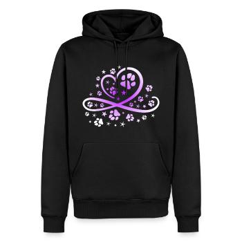 Herz mit Pfötchen und Sternen - Männer Premium Bio Hoodie - Schwarz - Vorne - Nico (187cm)