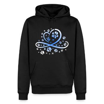 Herz mit Pfötchen und Sternen - Männer Premium Bio Hoodie - Schwarz - Vorne - Nico (187cm)
