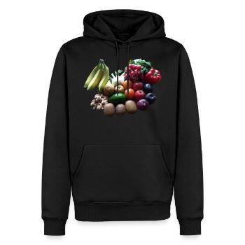 Fruits and Vegetables and Fruits Vegan Vegetarians - Men’s Premium Organic Hoodie - black - Front - Nico (187cm)