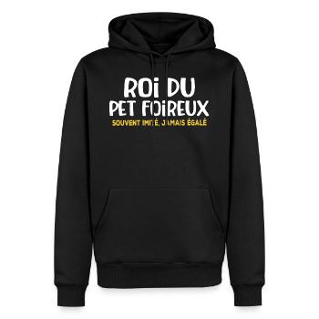 Roi du pet foireux cadeau drôle prout péteur - Sweat à capuche Premium bio Homme - noir - Devant - Nico (187cm)