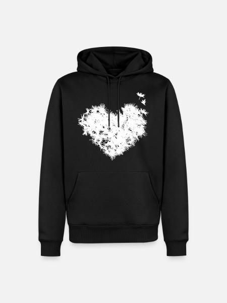 Pusteblumen Herz - Männer Premium Bio Hoodie - Schwarz