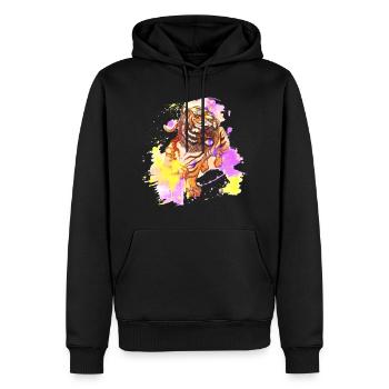 Tiger Splash Grunge Colorful Animal Predator Art - Sweat à capuche Premium bio Homme - noir - Devant - Nico (187cm)