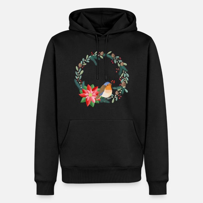 Weihnachtskranz personalisierbar mit deinem Text - Männer Premium Bio Hoodie - Schwarz