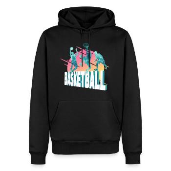 Basketball Basketballspieler Spieler Vintage Bunt - Männer Premium Bio Hoodie - Schwarz - Vorne - Nico (187cm)