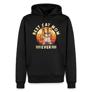 Katze Best Cat Mom Ever Katzenmama Lustig Spruch - Männer Premium Bio Hoodie - Schwarz - Vorne - Nico (187cm)