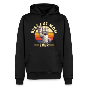 Katze Best Cat Mom Ever Katzenmama Lustig Spruch - Männer Premium Bio Hoodie - Schwarz - Vorne - Nico (187cm)
