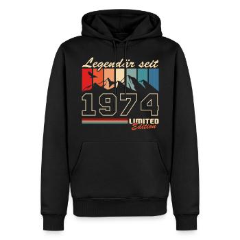 1974 Jahrgang Vintage Berge Geburtstag - Männer Premium Bio Hoodie - Schwarz - Vorne - Nico (187cm)