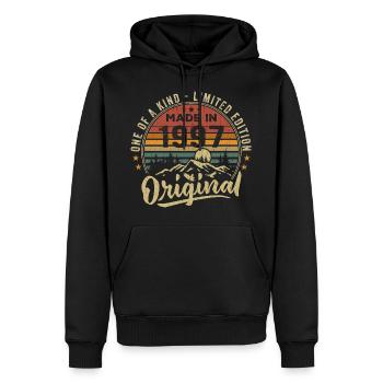 Né 1997 Original Retro Vintage Anniversaire 1997 - Sweat à capuche Premium bio Homme - noir - Devant - Nico (187cm)