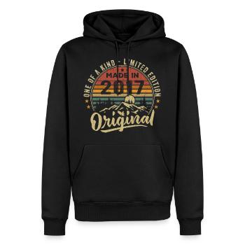 Geboren 2017 Original Retro Vintage Geburtstag 2017 - Männer Premium Bio Hoodie - Schwarz - Vorne - Nico (187cm)