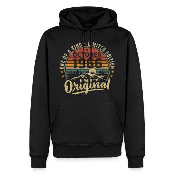 Birthday Gift | Vintage Born October 1966 - Men’s Premium Organic Hoodie - black - Front - Nico (187cm)