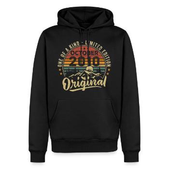 Birthday Gift | Vintage Born October 2010 - Men’s Premium Organic Hoodie - black - Front - Nico (187cm)