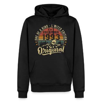 Cadeau D'anniversaire Décembre 1993 Vintage Rétro - Sweat à capuche Premium bio Homme - noir - Devant - Nico (187cm)