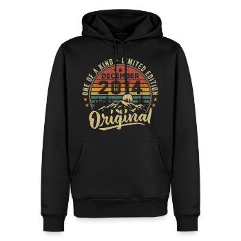 Cadeau D'anniversaire Décembre 2014 Vintage Rétro - Sweat à capuche Premium bio Homme - noir - Devant - Nico (187cm)