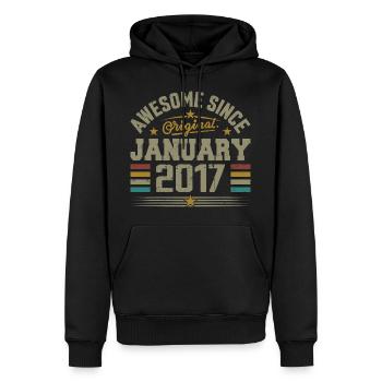 Rétro Cadeau D'anniversaire Nées En Janvier 2017 - Sweat à capuche Premium bio Homme - noir - Devant - Nico (187cm)