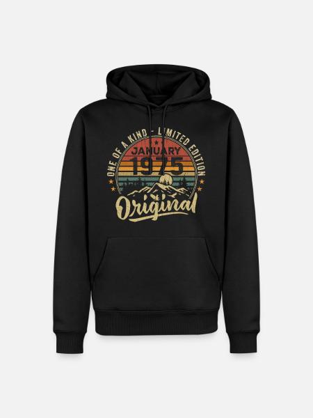 Janvier 1975 | Anniversaire Nées En Janvier 1975 - Herre Premium økologisk hoodie - sort