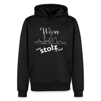 Wien ist die unfreundlichste Stadt der Welt - Männer Premium Bio Hoodie - Schwarz - Vorne - Nico (187cm)