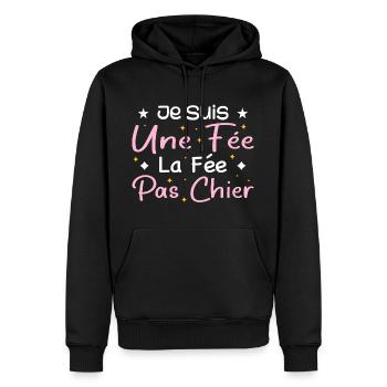 Je Suis Une Fée La Fée Pas Chier - Sweat à capuche Premium bio Homme - noir - Devant - Nico (187cm)