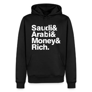 Arabie saoudite argent riche - Sweat à capuche Premium bio Homme - noir - Devant - Nico (187cm)