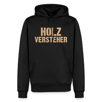 Holz Versteher - Männer Premium Bio Hoodie - Schwarz - Vorne - Nico (187cm)