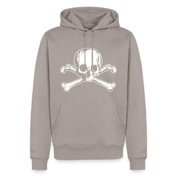 Skull and Bones - Männer Premium Bio Hoodie - Taupe - Vorne - Nico (187cm)