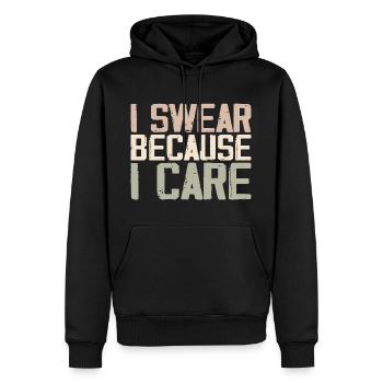 I Swear Because I Care - Sweat à capuche Premium bio Homme - noir - Devant - Nico (187cm)