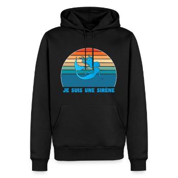 Humour petite sirène - Sweat à capuche Premium bio Homme - noir - Devant - Nico (187cm)