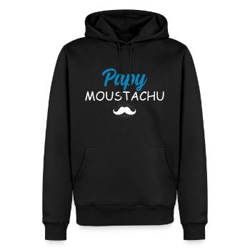 Papy Moustachu Cadeau Grand-Père Moustache - Sweat à capuche Premium bio Homme - noir - Devant - Nico (187cm)