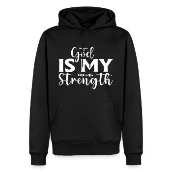 Dieu est ma force - Sweat à capuche Premium bio Homme - noir - Devant - Nico (187cm)