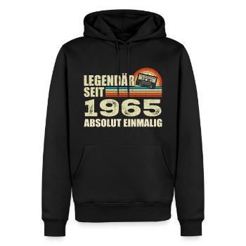Légendaire depuis 1965 - absolument unique - Sweat à capuche Premium bio Homme - noir - Devant - Nico (187cm)