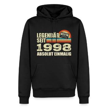 Légendaire depuis 1998 - absolument unique - Sweat à capuche Premium bio Homme - noir - Devant - Nico (187cm)