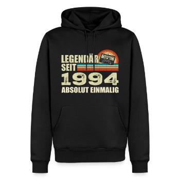 Légendaire depuis 1994 - absolument unique - Sweat à capuche Premium bio Homme - noir - Devant - Nico (187cm)