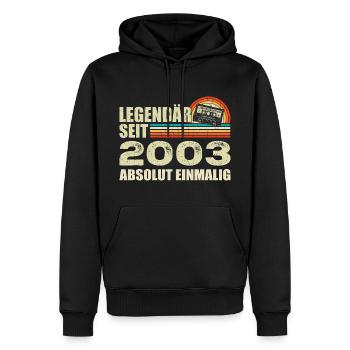 Légendaire depuis 2003 - absolument unique - Sweat à capuche Premium bio Homme - noir - Devant - Nico (187cm)