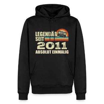 Légendaire depuis 2011 - absolument unique - Sweat à capuche Premium bio Homme - noir - Devant - Nico (187cm)
