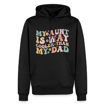My aunt is way cooler than my dad - Men’s Premium Organic Hoodie - black - Front - Nico (187cm)