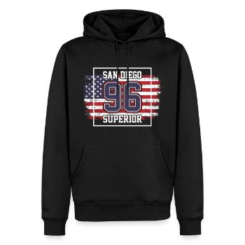 San Diego - Sweat à capuche Premium bio Homme - noir - Devant - Nico (187cm)