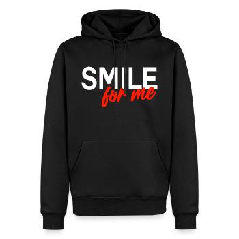 Smile for me - Zeig mir ein lächeln - Männer Premium Bio Hoodie - Schwarz - Vorne - Nico (187cm)
