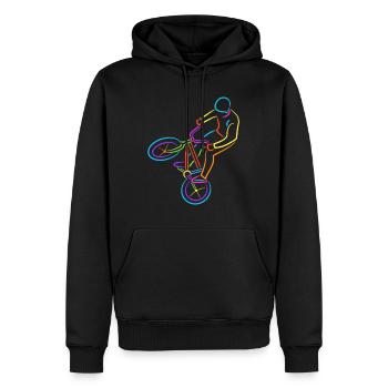 BMX Fahrrad bunt Radfahrer Stunt BMX - Männer Premium Bio Hoodie - Schwarz - Vorne - Nico (187cm)
