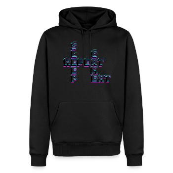 EAT SLEEP GAME REPEAT - Sweat à capuche Premium bio Homme - noir - Devant - Nico (187cm)
