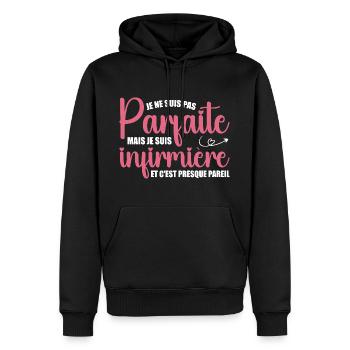 Ich bin nicht perfekt, ich bin Krankenschwester - Männer Premium Bio Hoodie - Schwarz - Vorne - Nico (187cm)