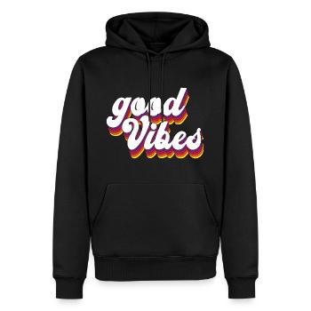 Good Vibes - Männer Premium Bio Hoodie - Schwarz - Vorne - Nico (187cm)