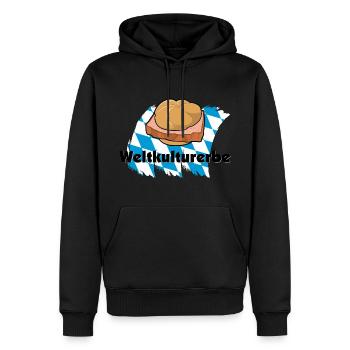 Leberkäs - ein bayerisches Weltkulturerbe - Männer Premium Bio Hoodie - Schwarz - Vorne - Nico (187cm)