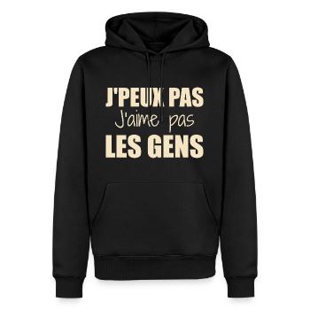 J'peux pas j'aime pas les gens - Sweat à capuche Premium bio Homme - noir - Devant - Nico (187cm)