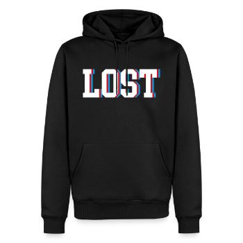Lost - Männer Premium Bio Hoodie - Schwarz - Vorne - Nico (187cm)